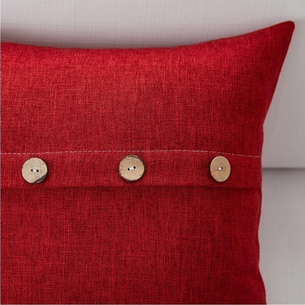 Farmhouse Mid Century Modern Bohemian Decorative Red Linen Pillow Case Cover - Picture 3 of 15